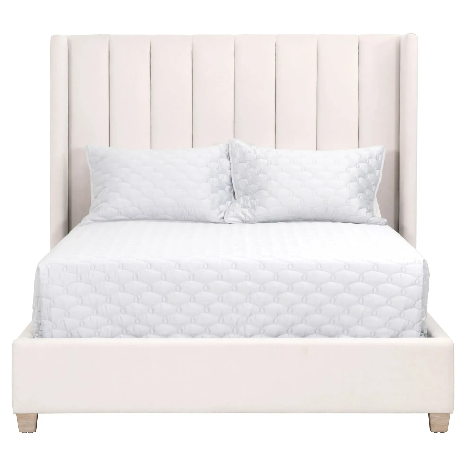 Charo Queen Bed Frame - Ivory, Velvet