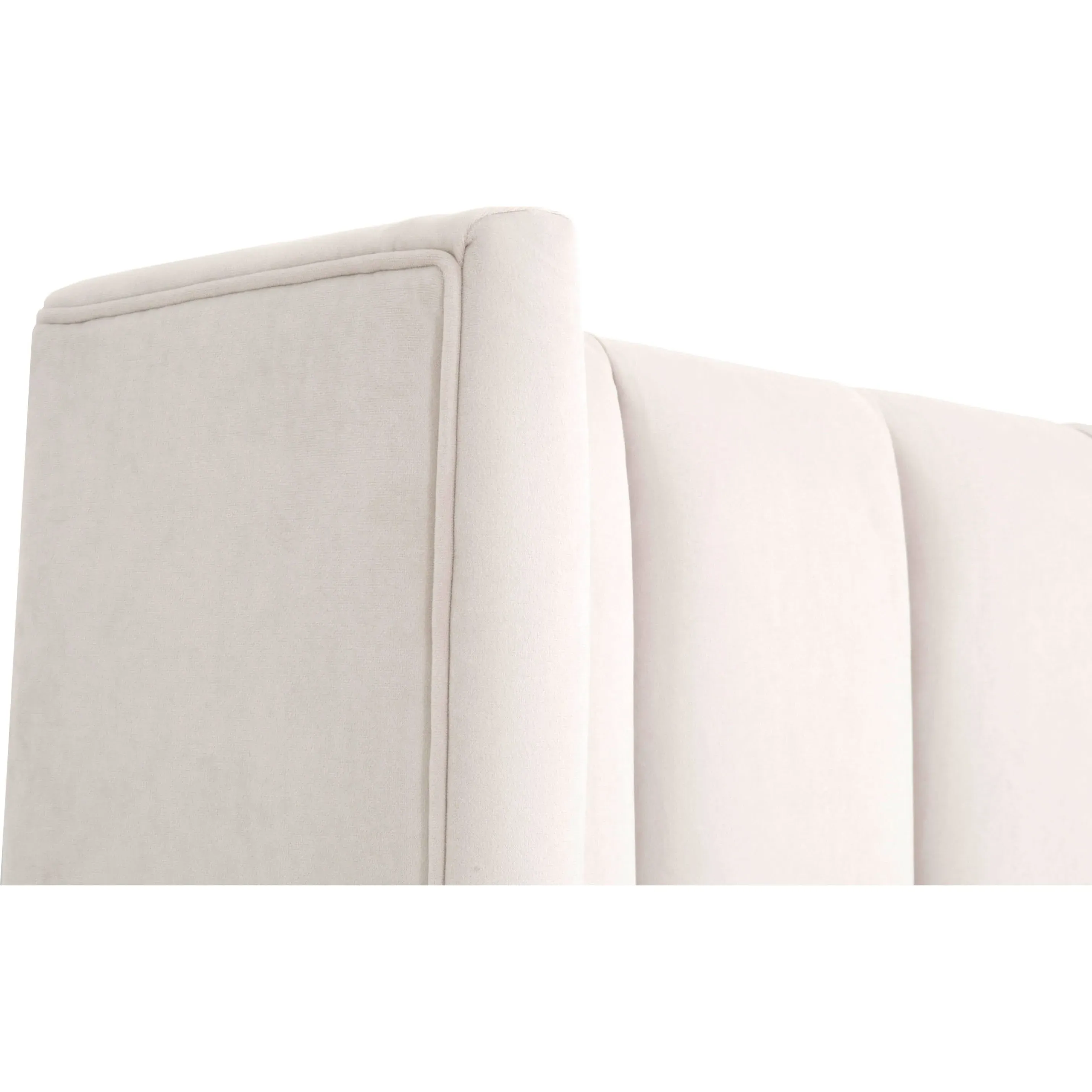 Charo Queen Bed Frame - Ivory, Velvet