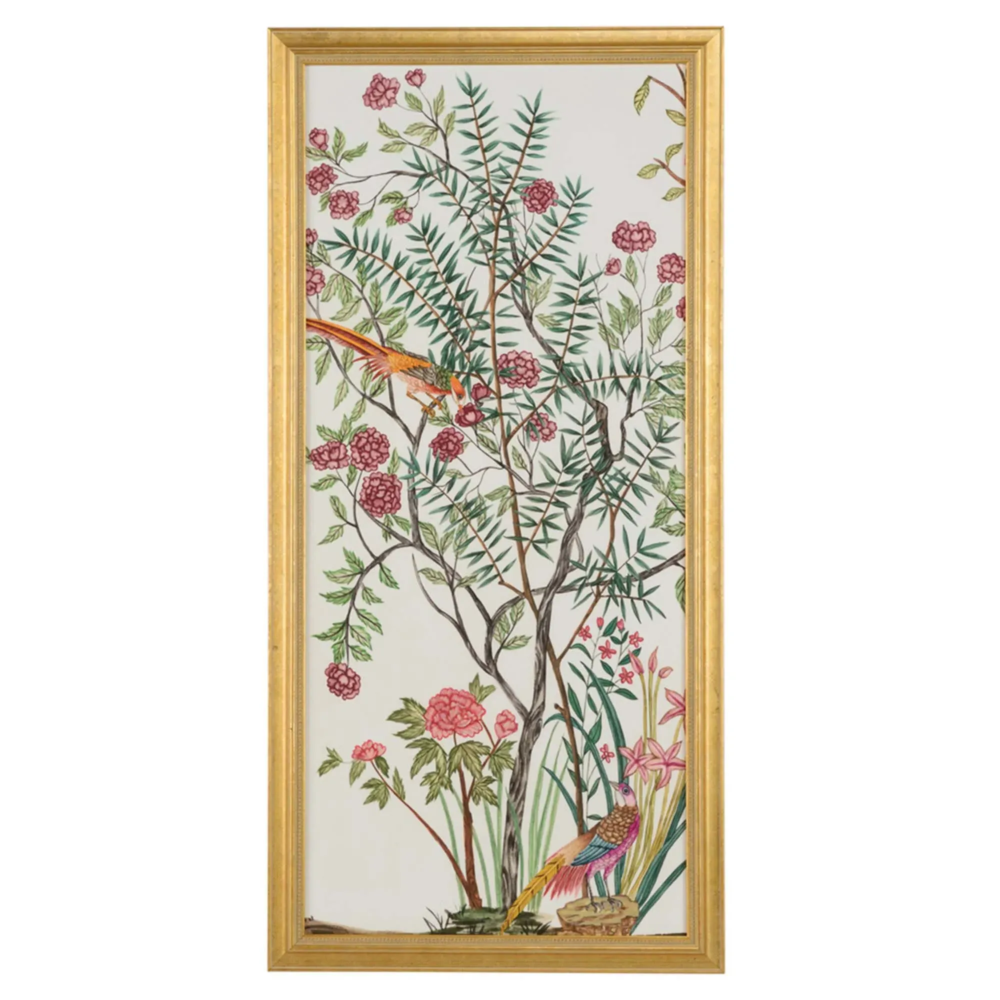 Chase Chinoiserie III Gold Frame Illustration - Red