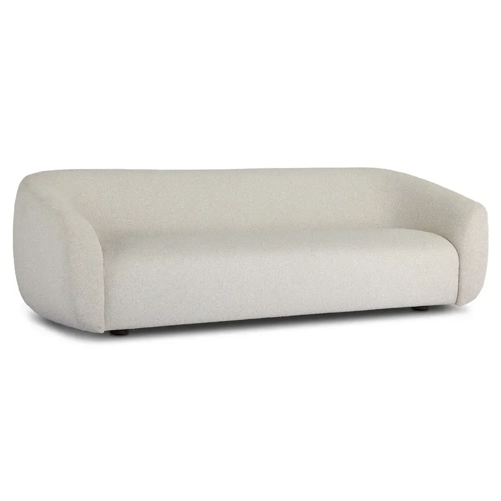 Cherry Jasper Natural Boucle Curved Outdoor Sofa - White