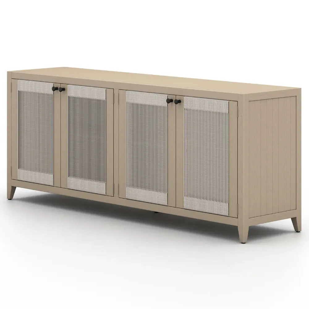Cheryl 4 Door Sideboard with Storage - Natural Brown, Teak Wood