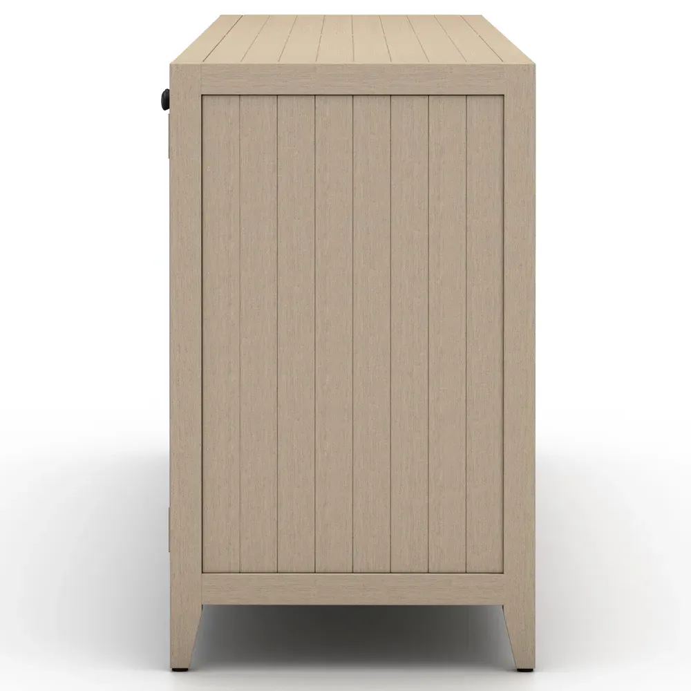 Cheryl 4 Door Sideboard with Storage - Natural Brown, Teak Wood