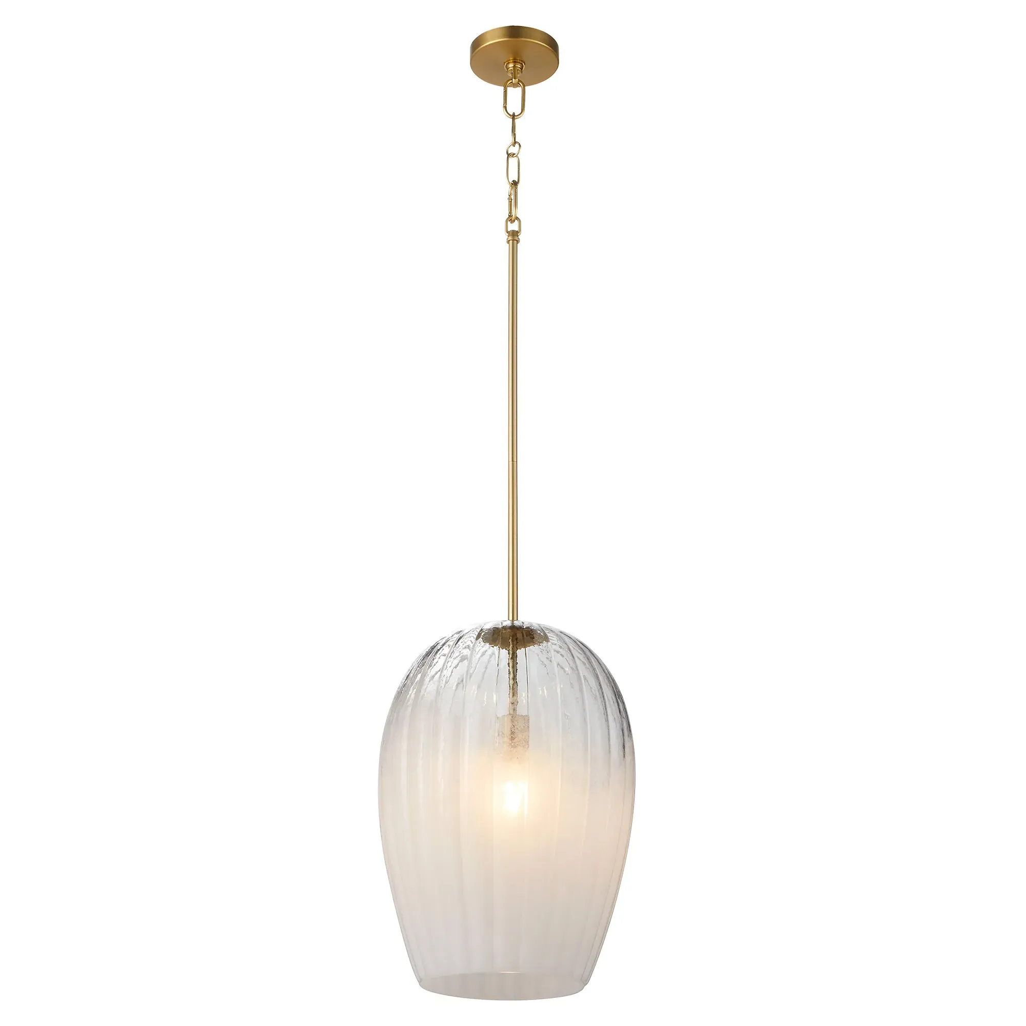 Cheryl Large Single Pendant Light - White, Aged Brass