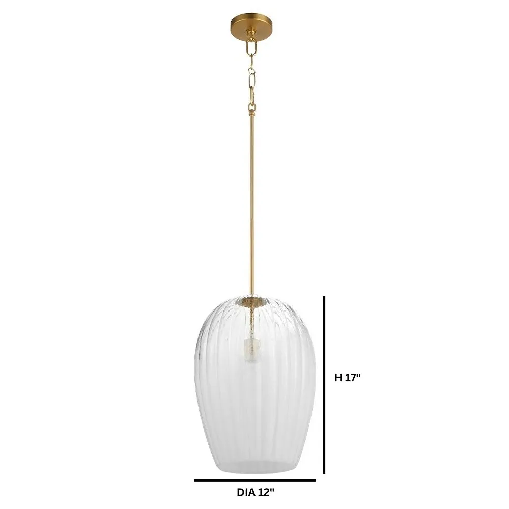 Cheryl Large Single Pendant Light - White, Aged Brass