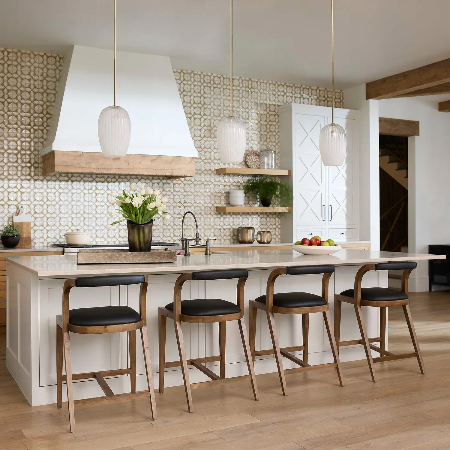 Cheryl Large Single Pendant Light - White, Aged Brass