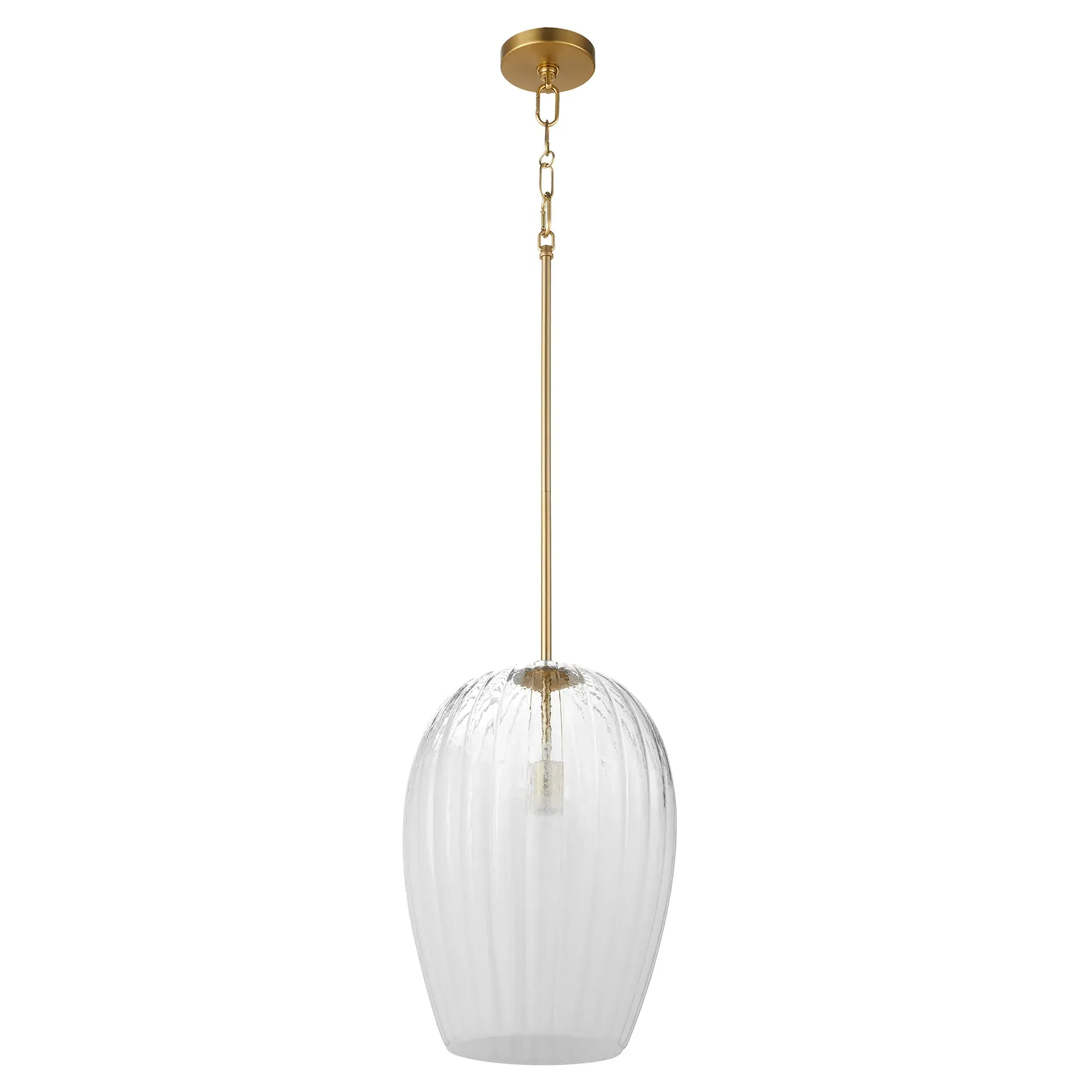 Cheryl Large Single Pendant Light - White, Aged Brass