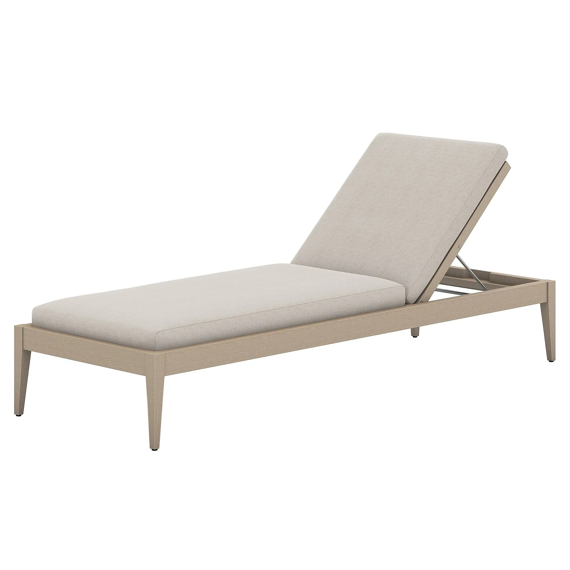 Cheryl Outdoor Chaise Lounge - Light Grey, Teak image
