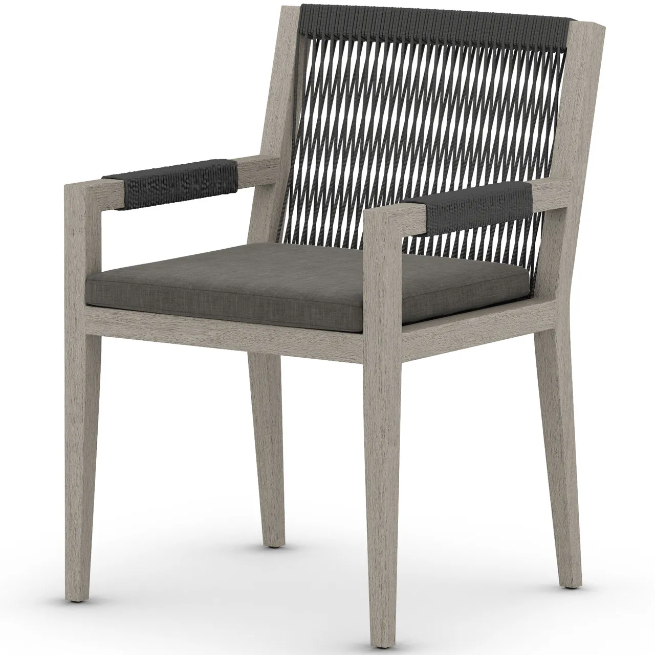 Cheryl Outdoor Dining Arm Chair - Black, Teak