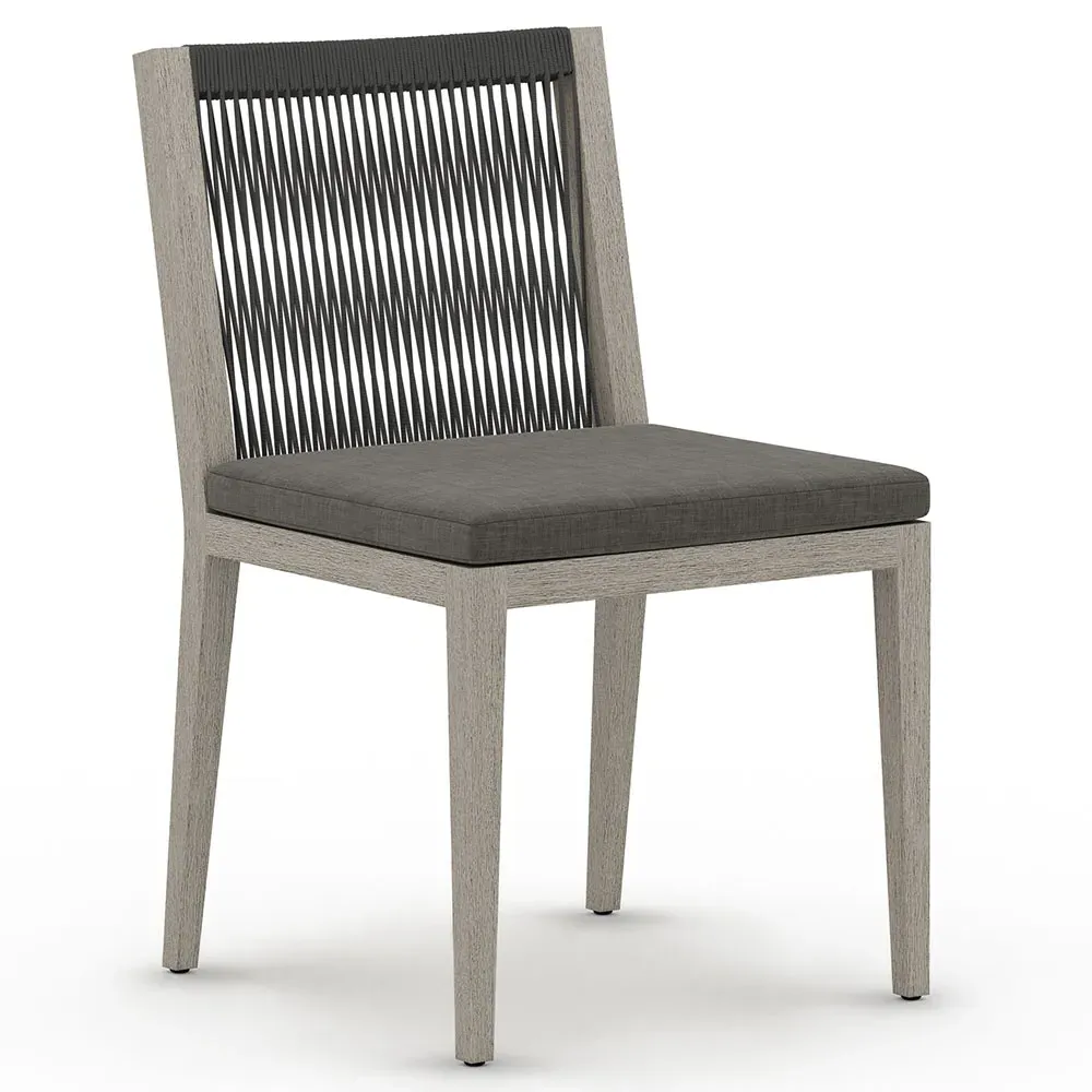 Cheryl Outdoor Dining Side Chair - Black, Teak
