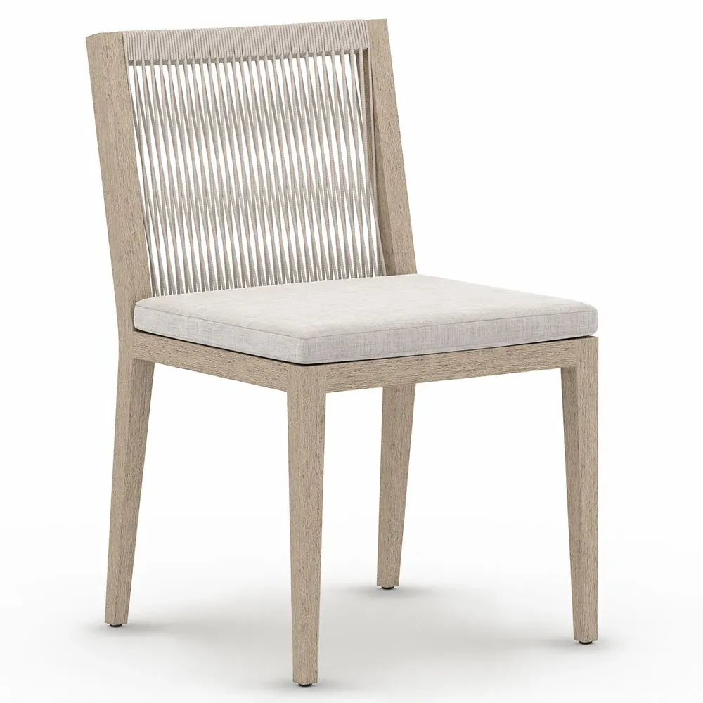Cheryl Outdoor Dining Side Chair - Light Grey, Teak
