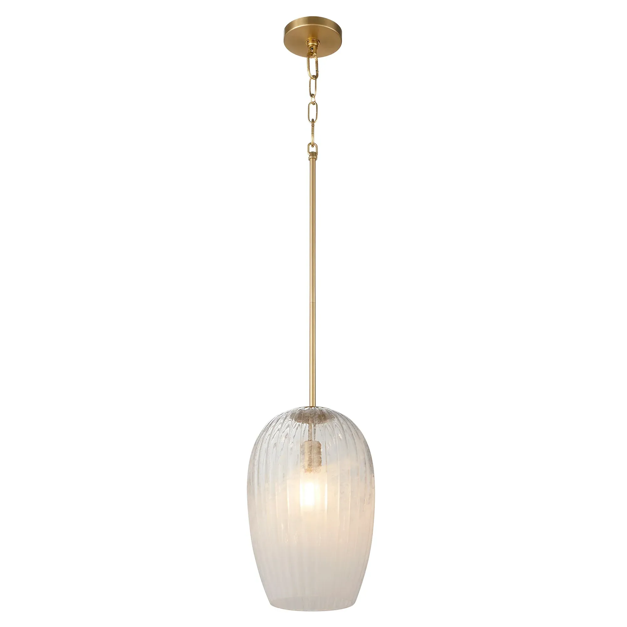 Cheryl Small Single Pendant Light - White, Aged Brass