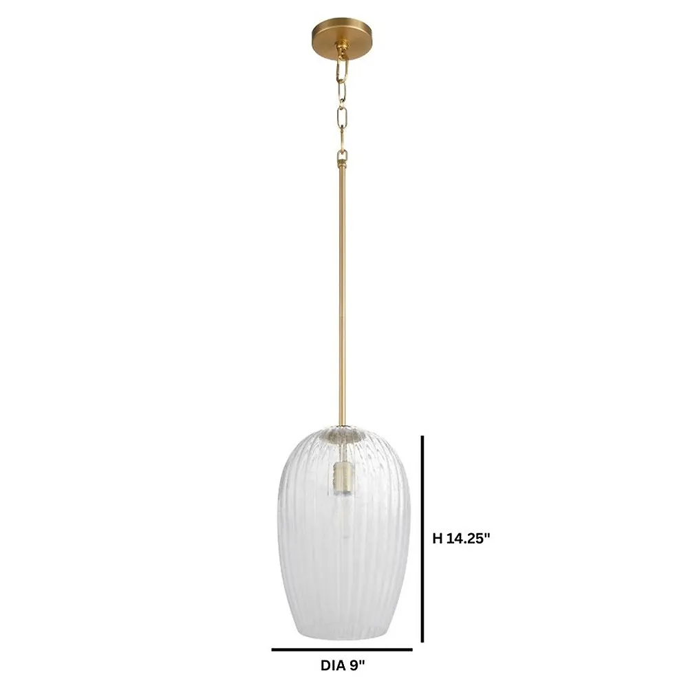 Cheryl Small Single Pendant Light - White, Aged Brass