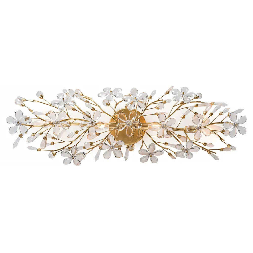 Cheshire Crystal Flower Sconce - Gold Leaf, Iron image