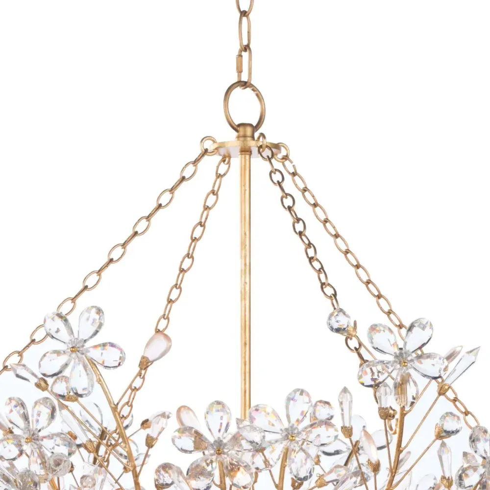 Cheshire Regency Crystal Flowers Chandelier - Clear, Gold Metal