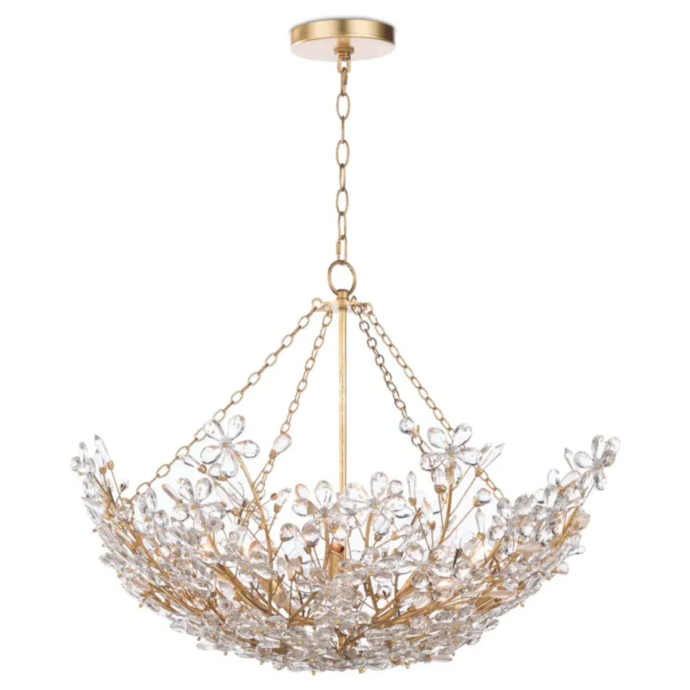 Cheshire Regency Crystal Flowers Chandelier - Clear, Gold Metal image