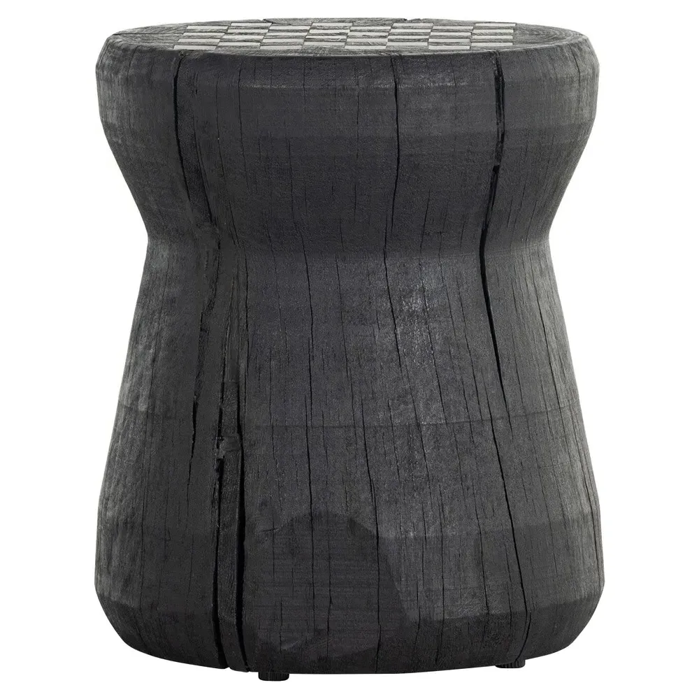 Chester Round Chess Game Table - Black, Reclaimed Wood image