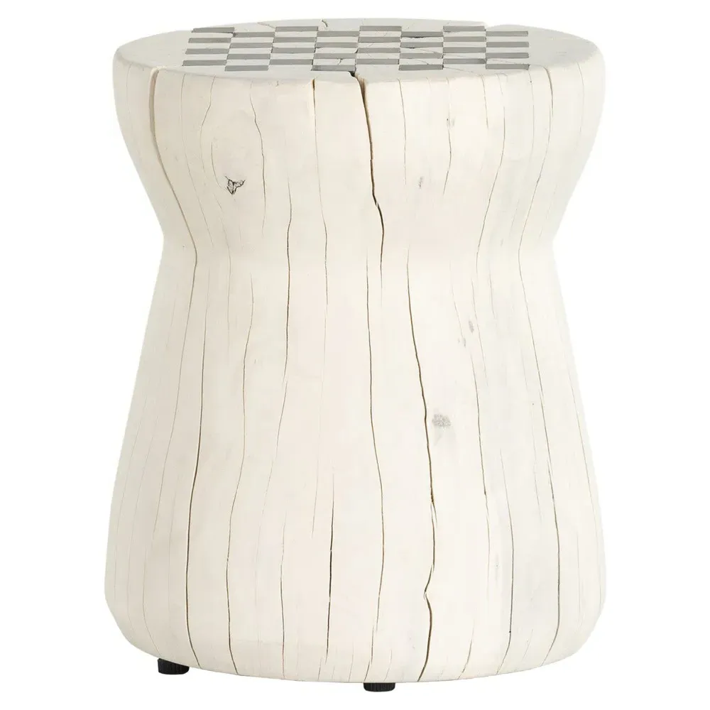 Chester Round Chess Game Table - Cream, Reclaimed Wood