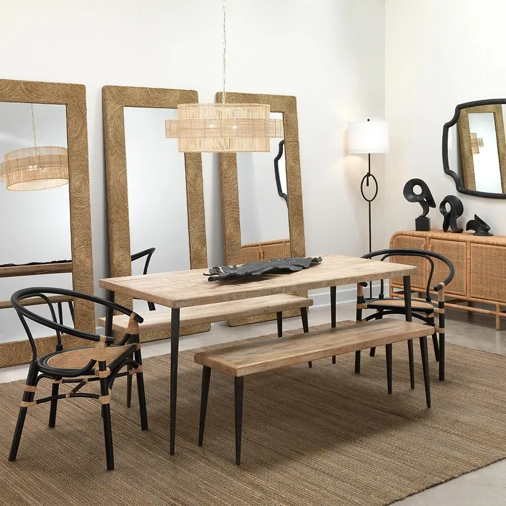 Chino Single Pendant Light - Beige, Rattan