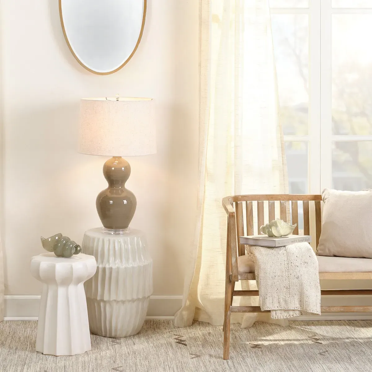 Chiyo Round Side Table - White, Ceramic