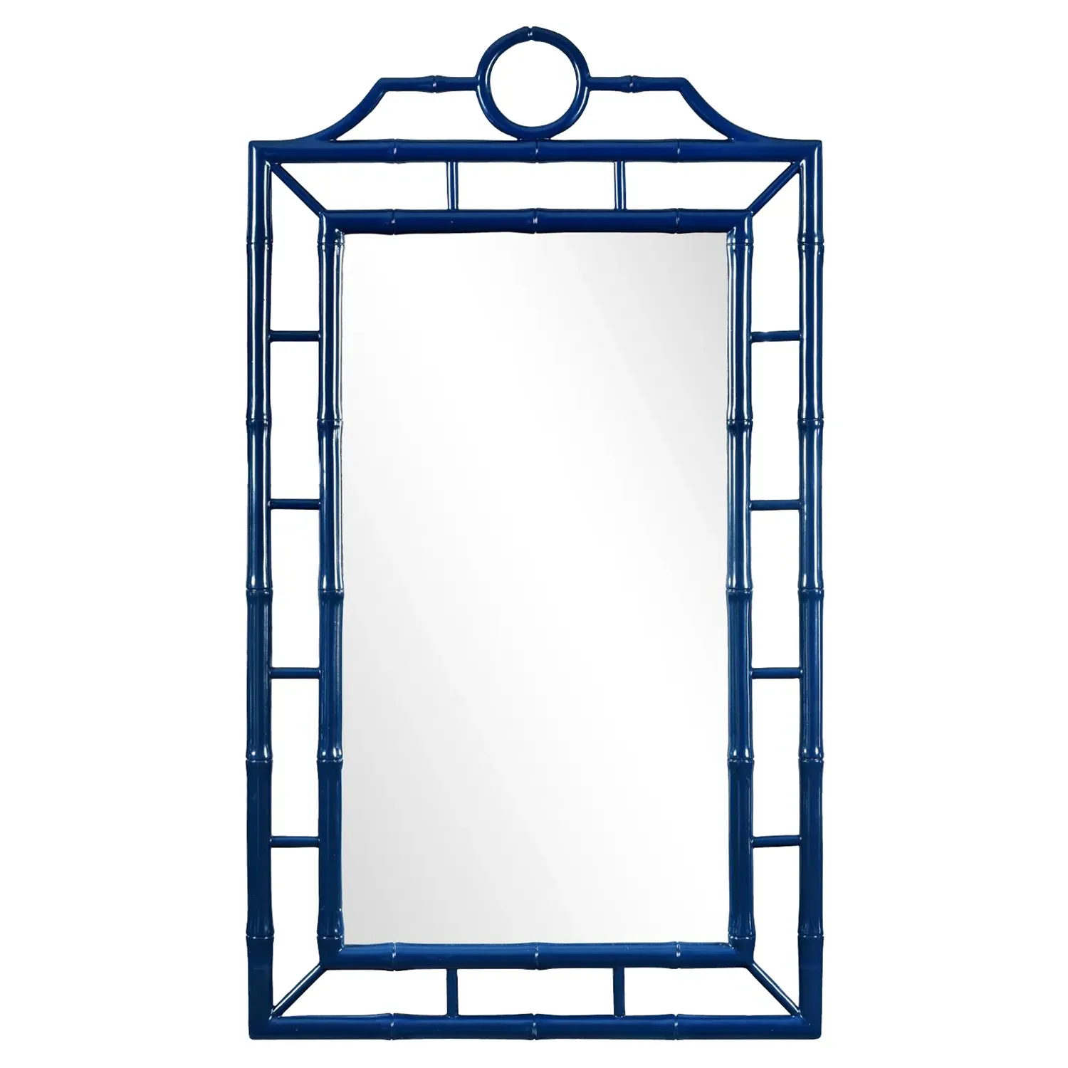 Chloe Global Bamboo Chinoiserie Wall Mirror - Deep Sea Blue image