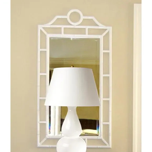 Chloe Global Bamboo Chinoiserie Wall Mirror - Eggshell White