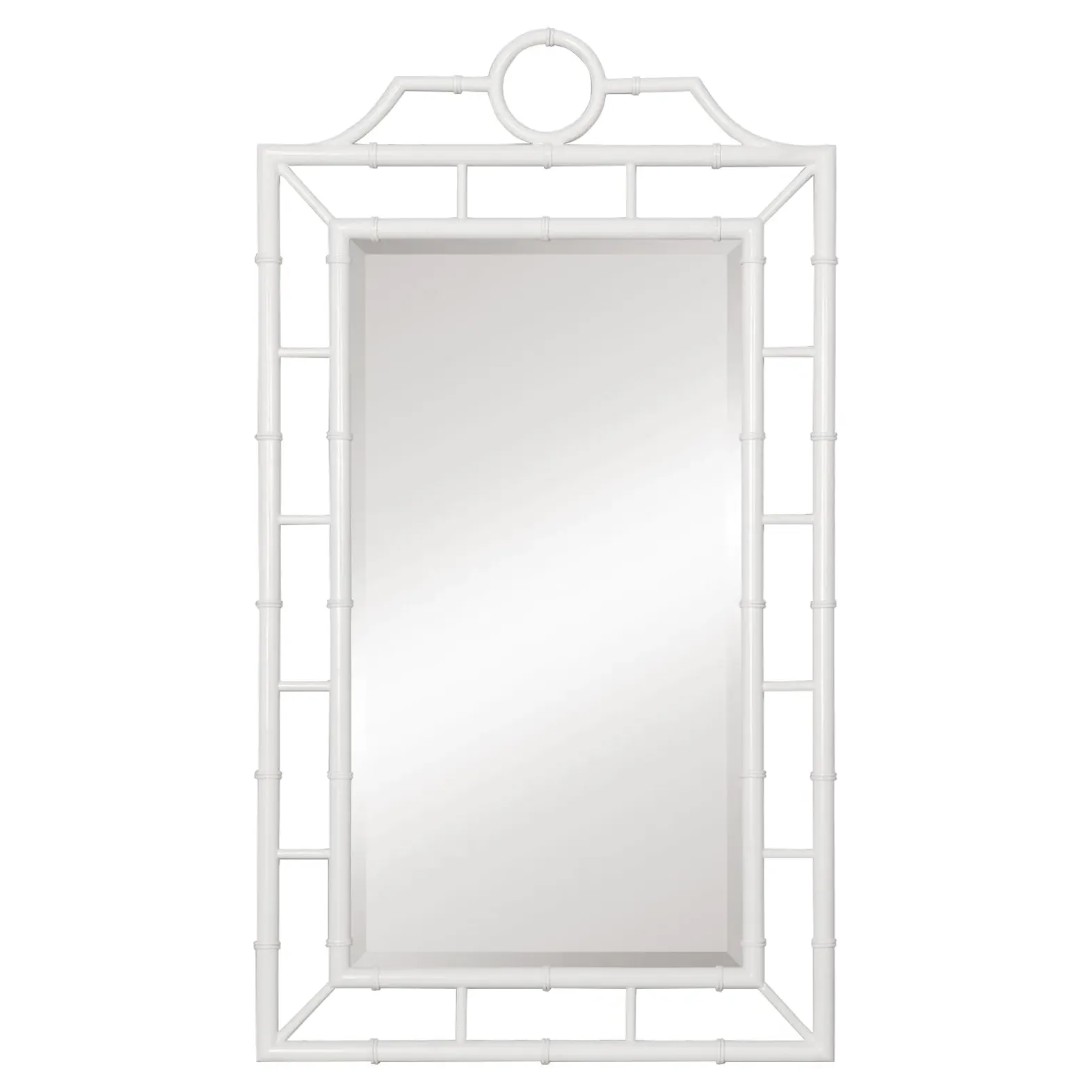 Chloe Global Bamboo Chinoiserie Wall Mirror - Eggshell White