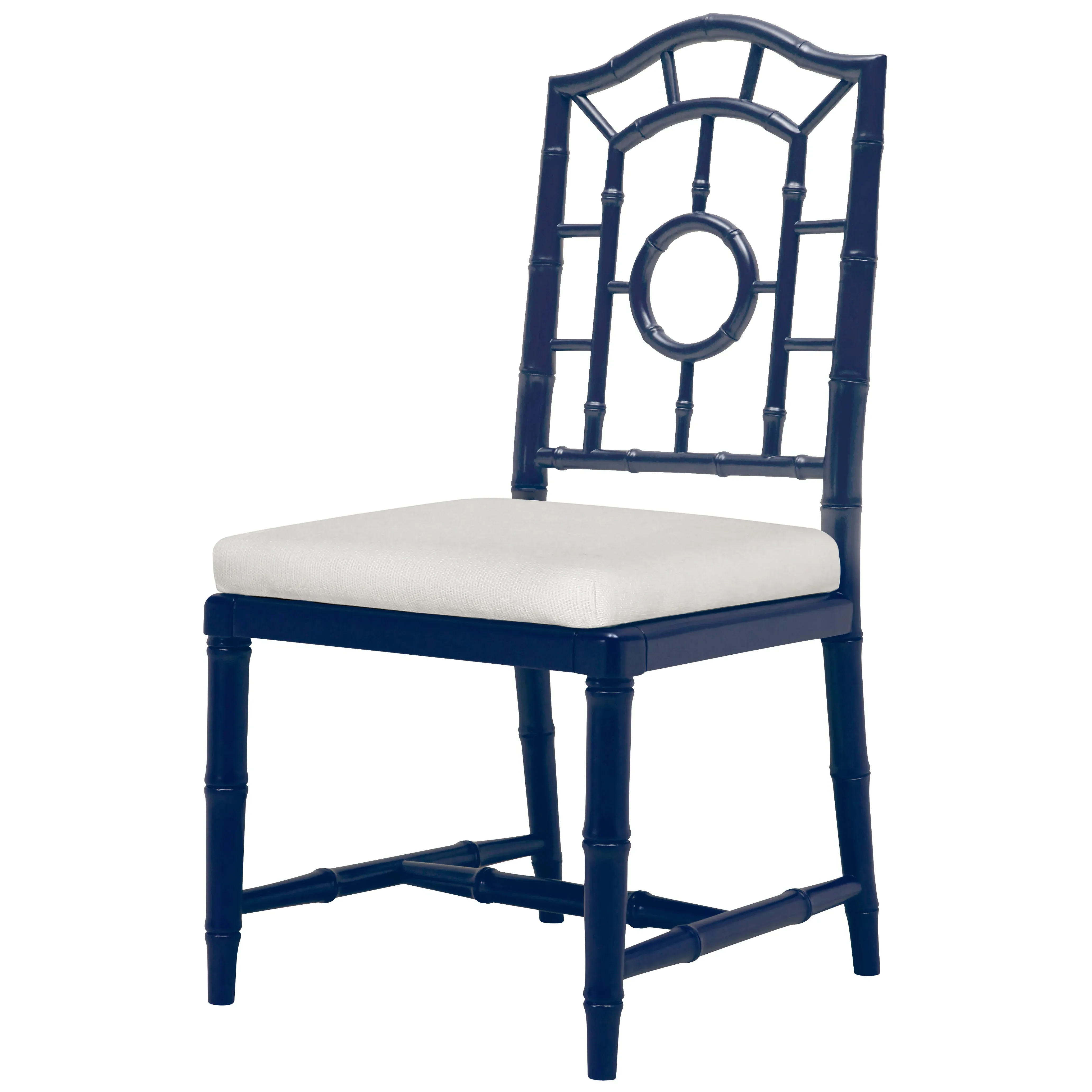 Chloe Regency Chippendale Dining Side Chair - Deep Sea Blue, Linen image