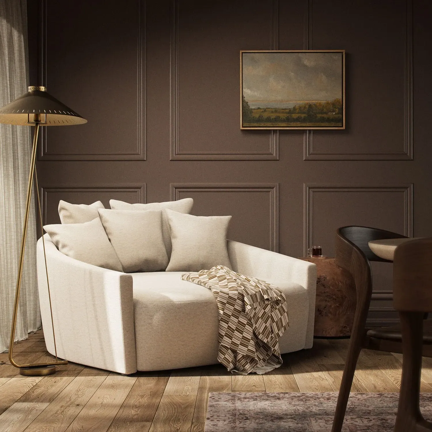 Chloe Round Sofa - Cream, Crypton Performance Fabric