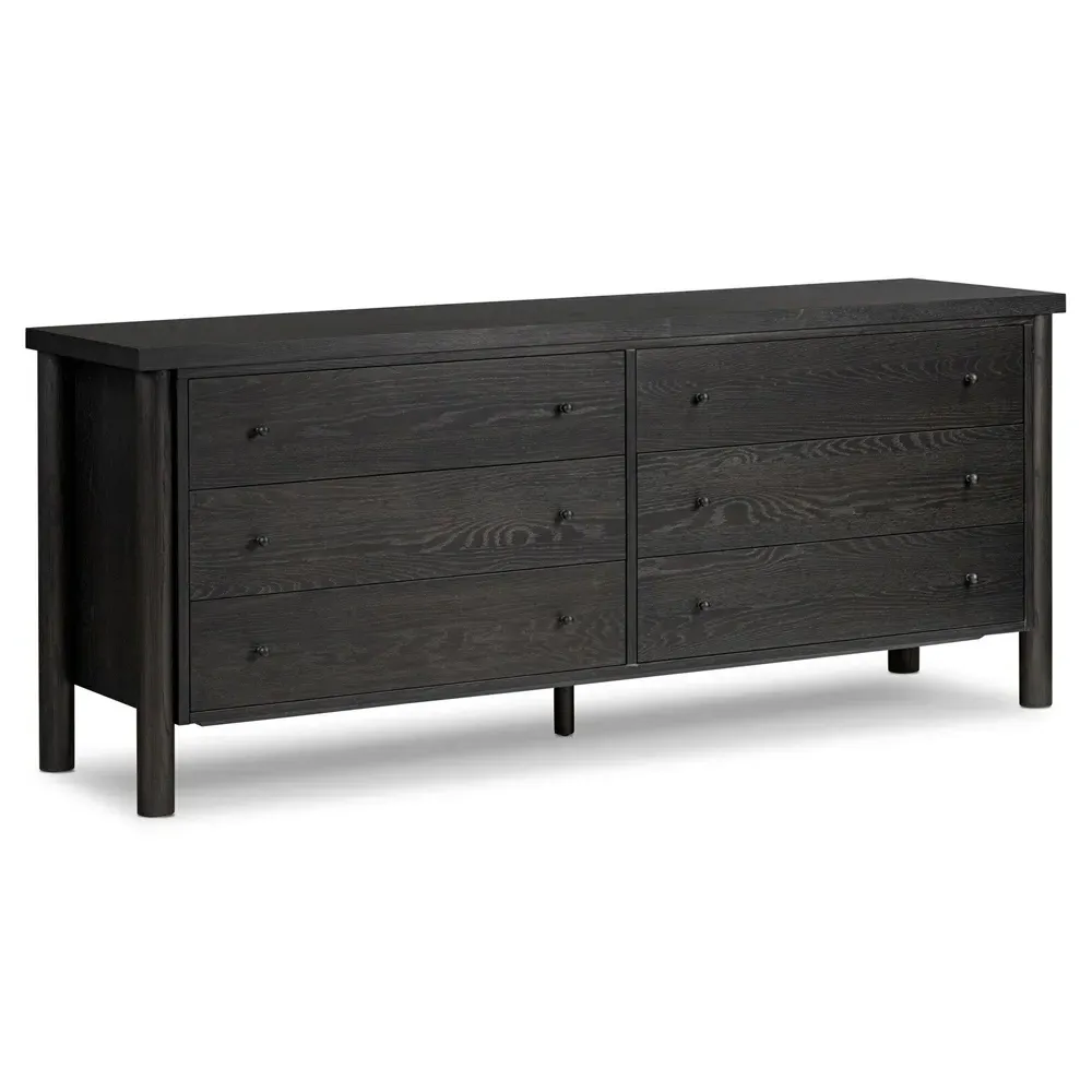 Chris Rustic Lodge Double Dresser - Black, Oak