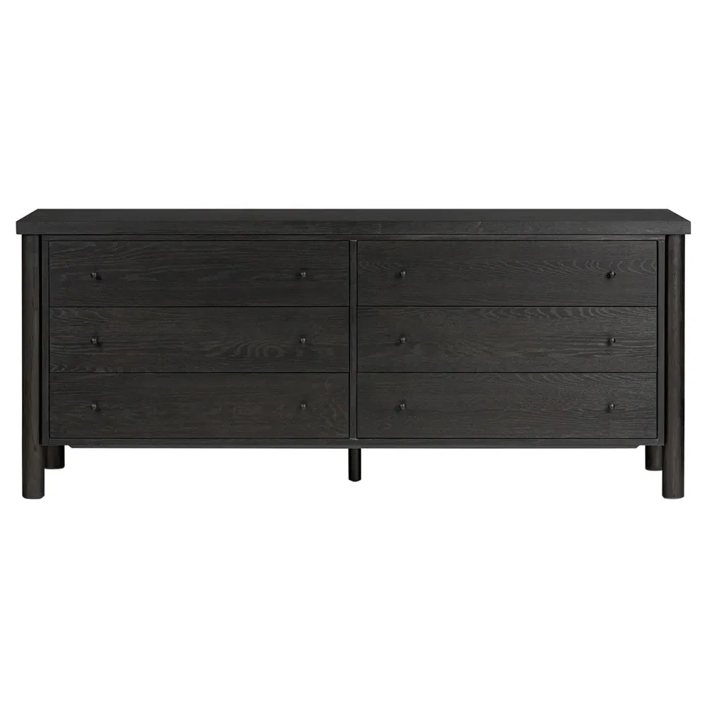 Chris Rustic Lodge Double Dresser - Black, Oak image