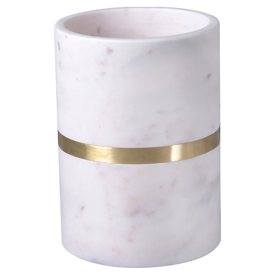 Christabel Gold Banded Wine Cooler - White, Marble image