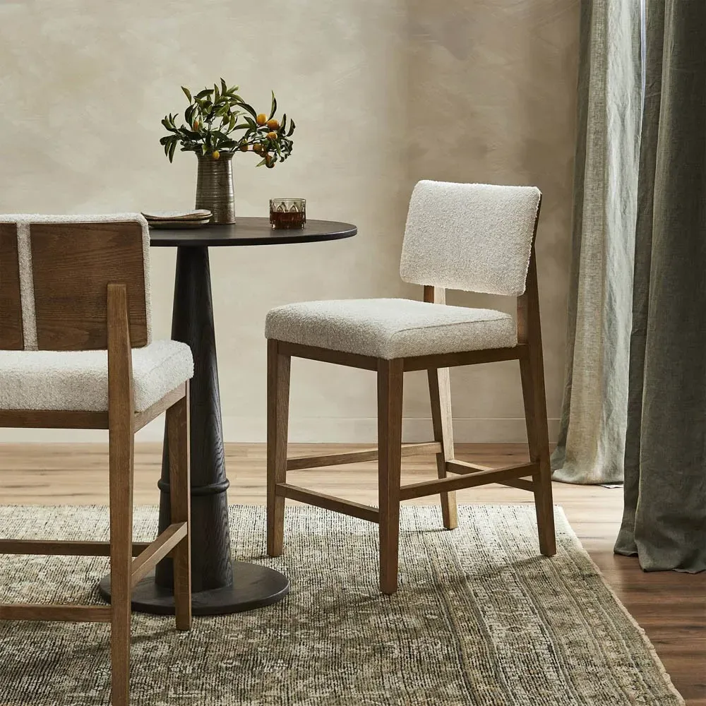 Christian Bar Stool - Cream, Oak