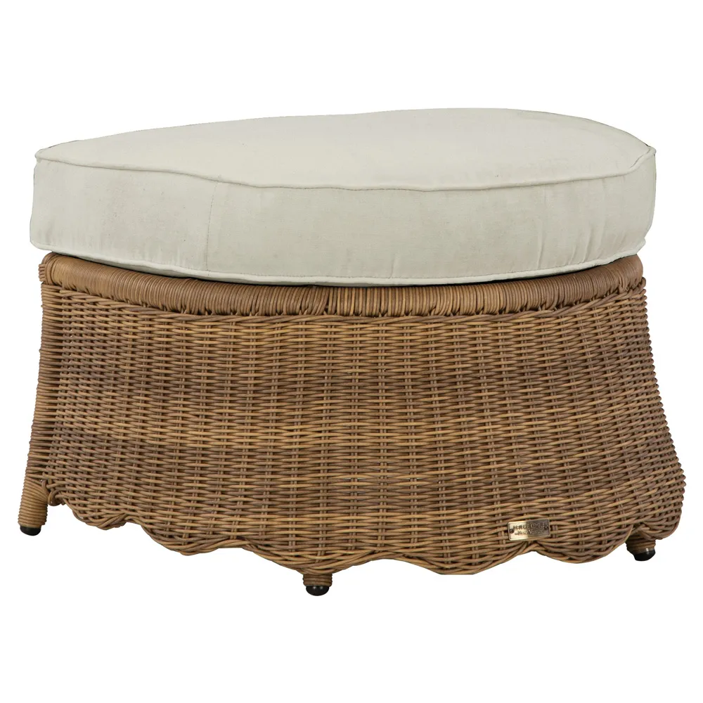 Cielo Demilune Outdoor Ottoman - Beige, Wicker image