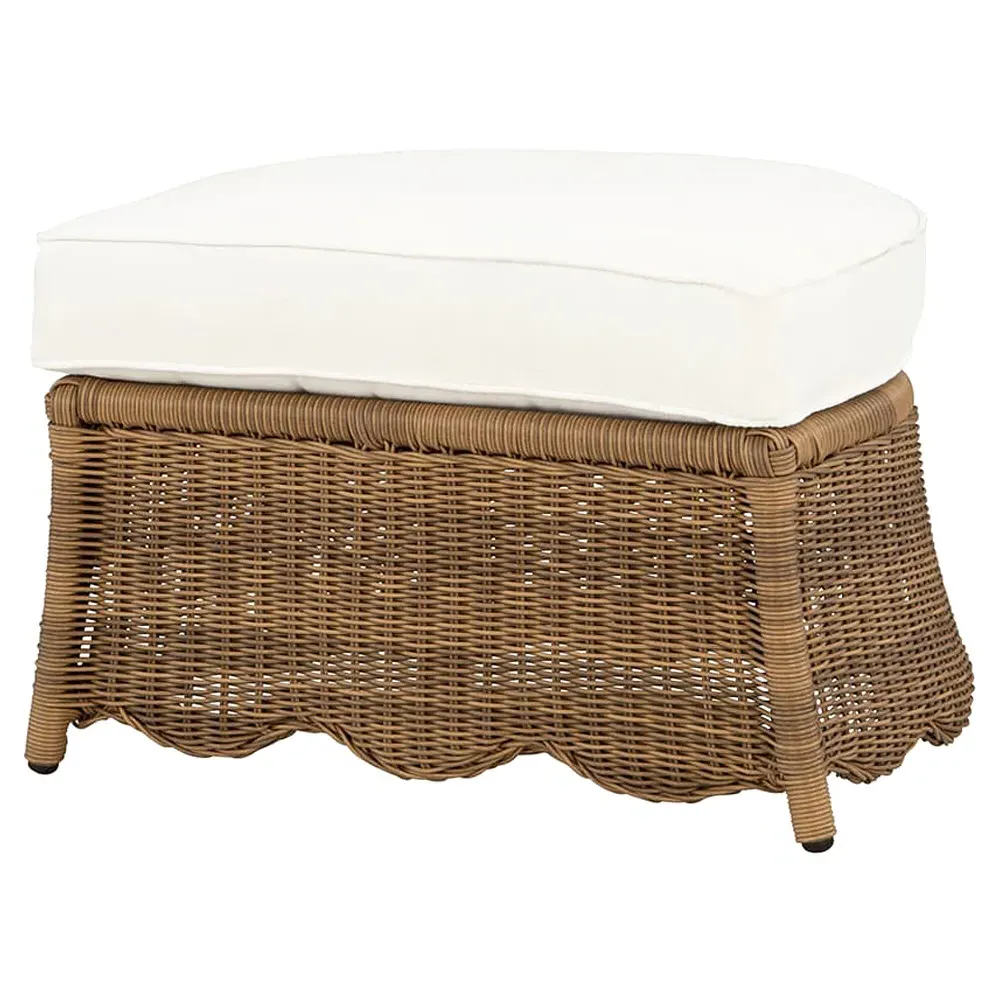Cielo Demilune Outdoor Ottoman - White, Wicker