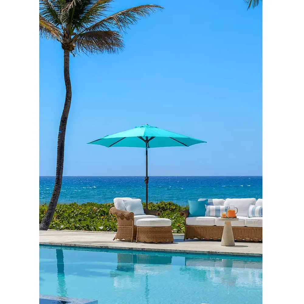 Cielo Demilune Outdoor Ottoman - White, Wicker