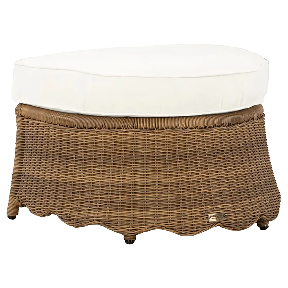 Cielo Demilune Outdoor Ottoman - White, Wicker