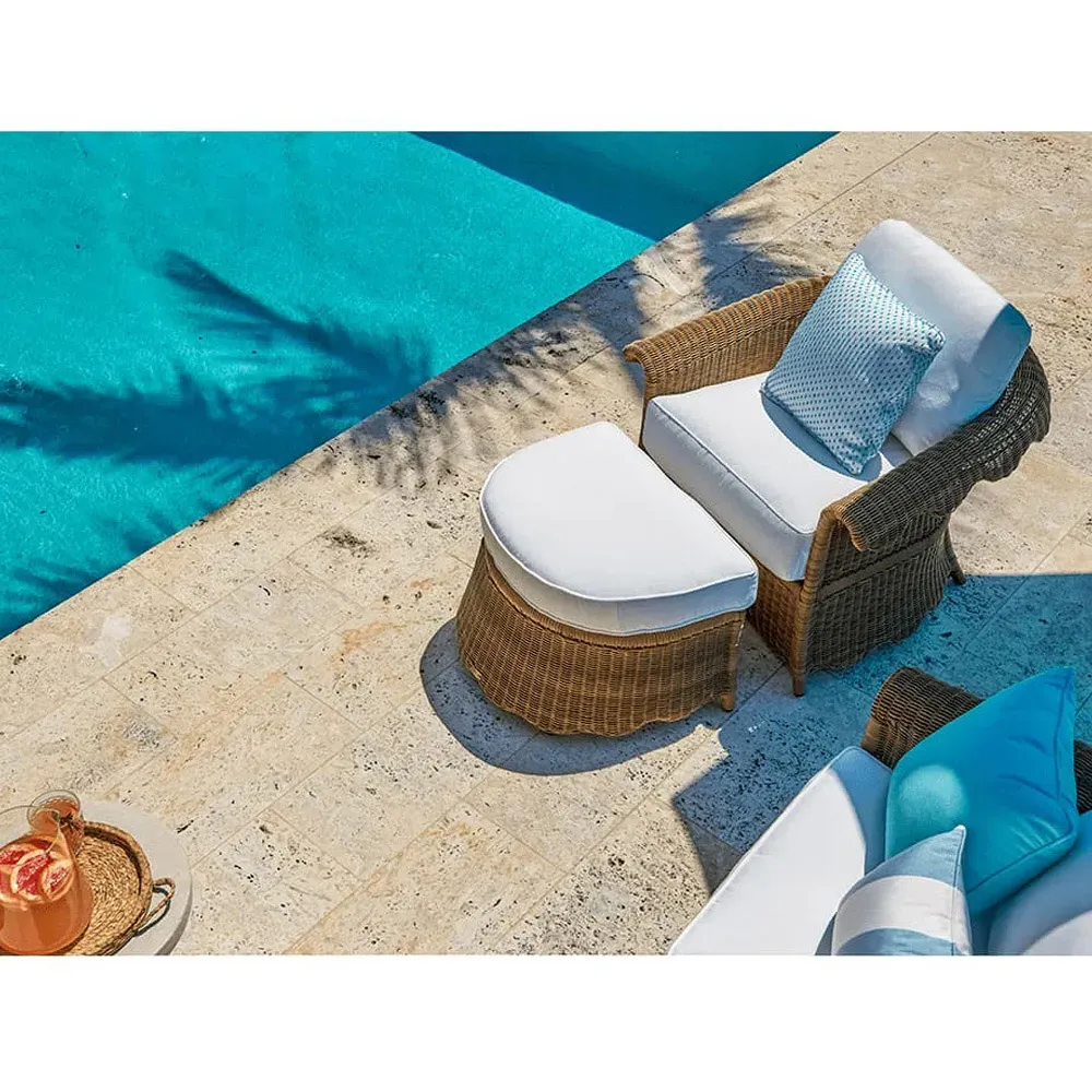 Cielo Scalloped Outdoor Lounge Chair - White, Wicker