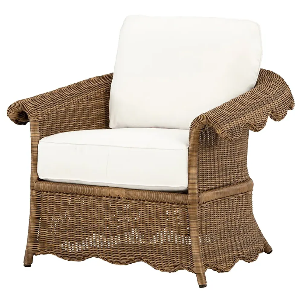 Cielo Scalloped Outdoor Lounge Chair - White, Wicker