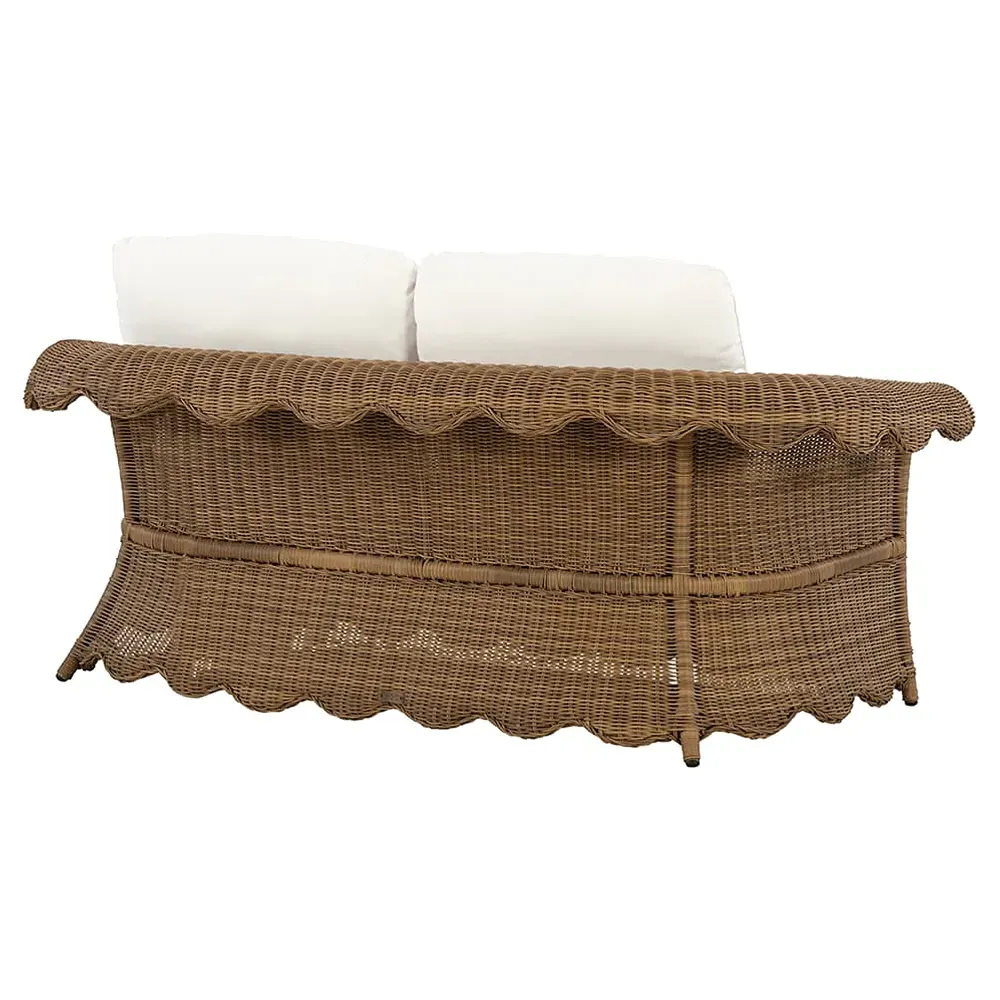 Cielo Scalloped Outdoor Loveseat - White, Wicker