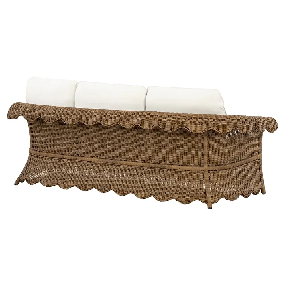Cielo Scalloped Outdoor Sofa - White, Wicker