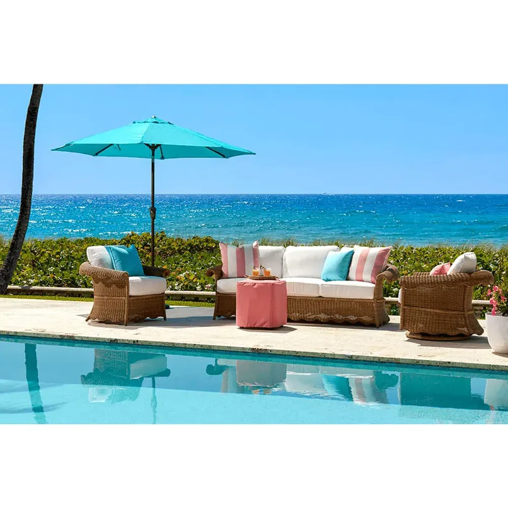 Cielo Scalloped Outdoor Sofa - White, Wicker