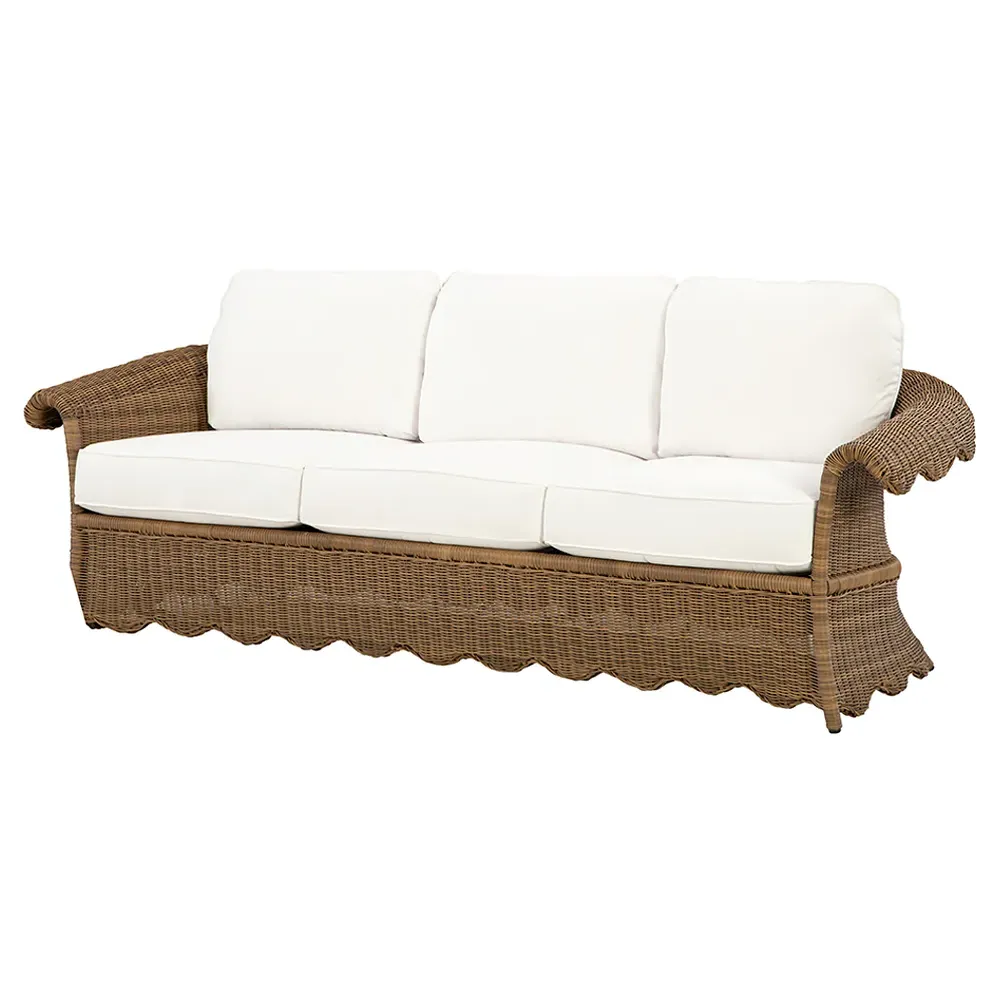 Cielo Scalloped Outdoor Sofa - White, Wicker