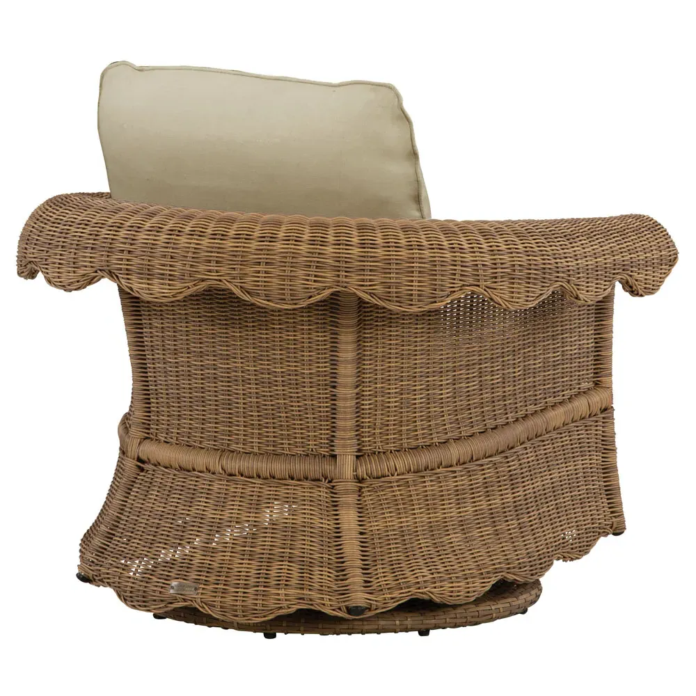 Cielo Scalloped Outdoor Swivel Glider Chair - Sand, Wicker