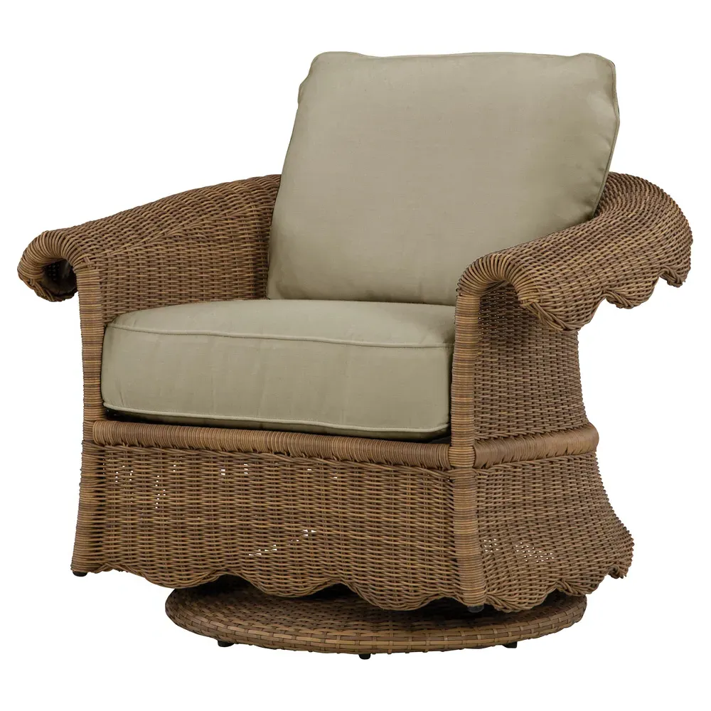 Cielo Scalloped Outdoor Swivel Glider Chair - Sand, Wicker