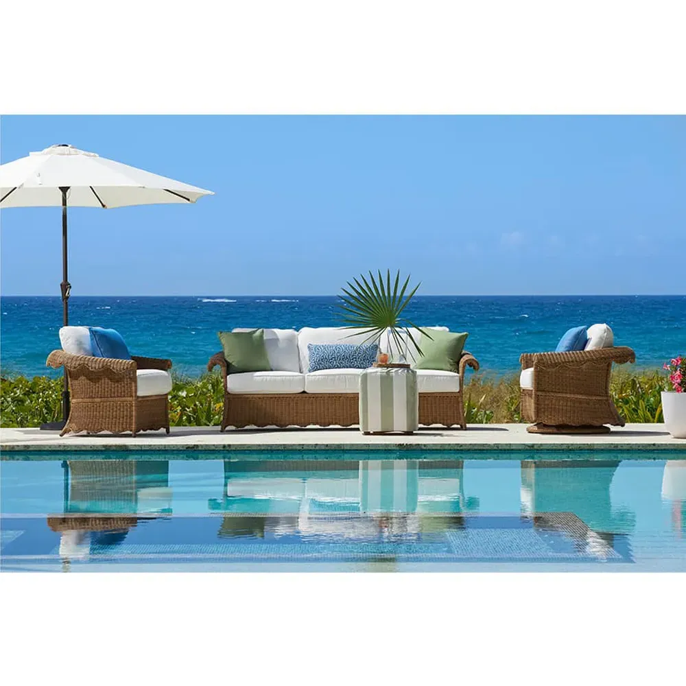 Cielo Swivel Glider Chair - White, Wicker