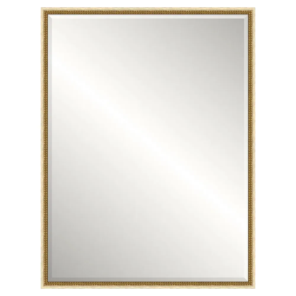 Cillian Rectangular Wall Mirror - Distressed Beige, Wood