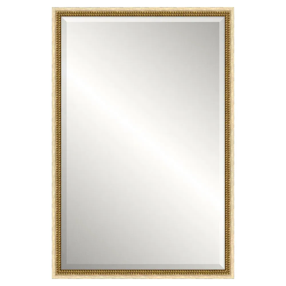 Cillian Rectangular Wall Mirror - Distressed Beige, Wood