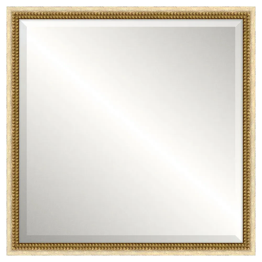 Cillian Square Wall Mirror - Distressed Beige, Wood image