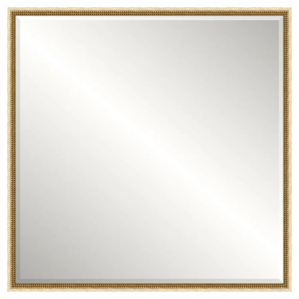 Cillian Square Wall Mirror - Distressed Beige, Wood