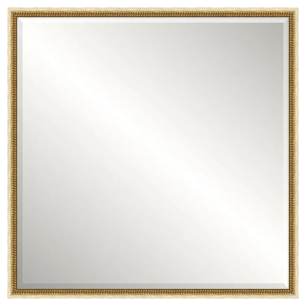 Cillian Square Wall Mirror - Distressed Beige, Wood